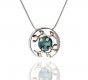Rafael Jewelry Round Sterling Silver Pendant with Eilat Stone & Gold-Plated Leaves