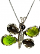 Butterfly Pendant in Sterling Silver with Smoky Quartz & Peridot by Rafael Jewelry
