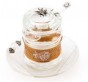 Honey Dish in Glass with Golden Pomegranate and Bee