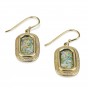 14k Gold Rectangular Roman Glass Earrings by Ben Jewelry
