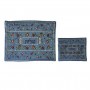 Yair Emanuel Embroidered Tallit and Tefillin Bag Set with Pomegranates in Blue