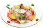 Glass Rosh Hashanah Honey Dish on Stand with Picture of Apples