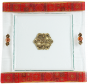 Glass Matzah Plate with Red Floral Patterns