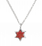 Red Star of David Pendant with Circle Chain Necklace