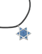Blue Star of David Pendant with Leather Necklace