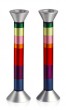 Aluminium Shabbat Candlesticks with Rainbow Stripes and Cone Bases
