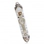 Ester Shahaf Pewter Mezuzah with White Decorations and Large Shin