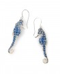 Adina Plastelina Silver Hook Earrings with Blue Mosaic Seahorse Pendants