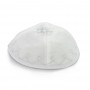 Set of 10, 17 Centimetre White Satin Kippah's with Silver Embroidery
