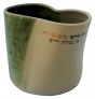 Beige and Green Ceramic Washing Cup with Hebrew Text and Pressed Middle