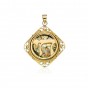 Filigree Framed Chai 14K Gold Pendant with Roman Glass