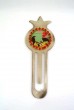 Pewter Pomegranate Bookmark with Ring of Crystals, Birds and Flowers
