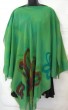 Bright Green Silk Poncho with Flower Design by Galilee Silks