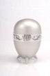 Silver Aluminum Etrog Box with Cutout Hebrew Text and Polished Stripe