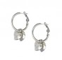 Silver Hoop Earrings with Pairs of Heart Charms 