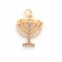 Menorah Pendant with Mix of Stones in Gold Plated