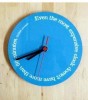 Wall Clock in Light Blue with Yiddish Wisdom Proverb