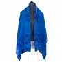 Royal Blue Women’s Tallit with Water Lilies Design by Galilee Silks