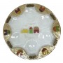 Glass Seder Plate with Hand Painted  Jerusalem Motif 